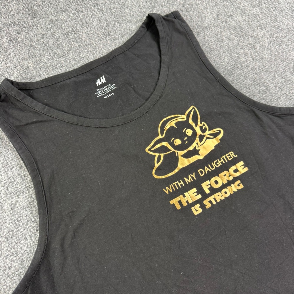 H&M Tank Top Size Large Black Star Wars Yoda Best Dad Ever Men's